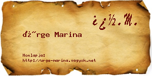 Ürge Marina névjegykártya
